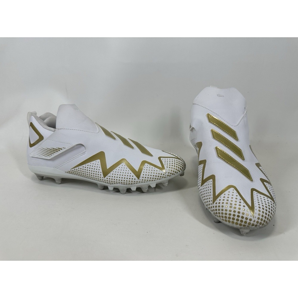 Adidas Freak Ultra 22 White Gold Metallic Football Cleats GX7979 Men's Size 10.5